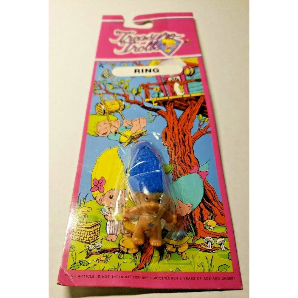 Vintage Ace Novelty Treasure Trolls‎ Ring New in Package Royal Blue